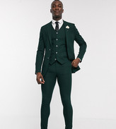Thumbnail for your product : ASOS DESIGN Tall wedding super skinny suit jacket in forest green micro texture