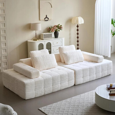 Ivy Bronx Boneless Couch For Living RoomModular Selectional SofaDeep Oversized Comfy Corduroy Lounge ChaiseLawrence 3 SeatsNon Assemble Required