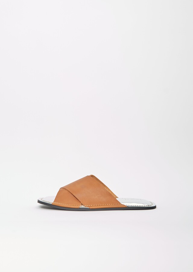 Plan C Flat Leather Strap Sandal