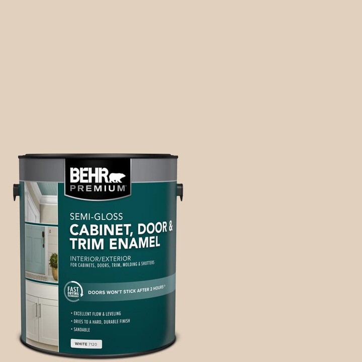 BEHR PREMIUM 1 gal. #N240-2 Adobe Sand Semi-Gloss Enamel Interior/Exterior Cabinet, Door & Trim Paint