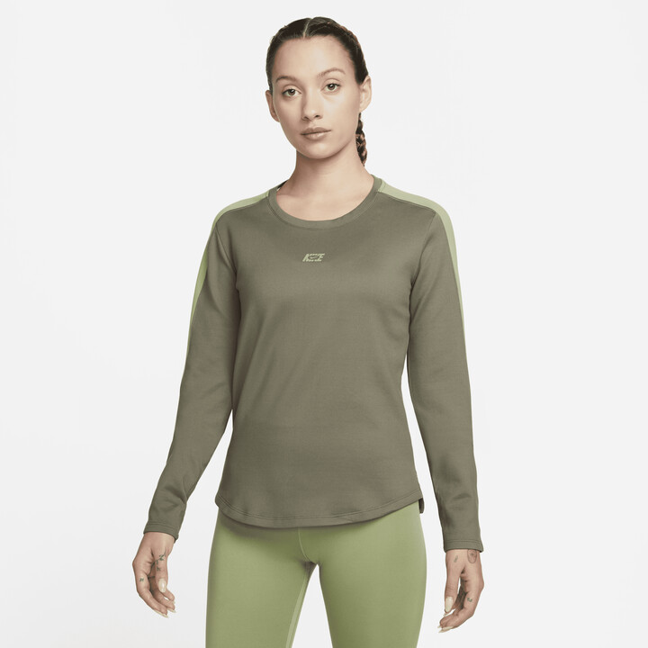 Nike Women's Therma-FIT One Icon Clash Long-Sleeve Training Top in Green -  ShopStyle