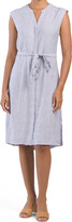 Thumbnail for your product : Tahari Linen Blend Tie Waist V-neck Hi-lo Midi Dress