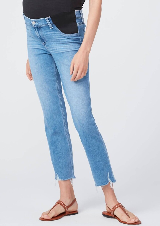Paige Cindy-Mel Maternity Destroyed Hem Jean In Medium Wash