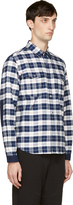 Thumbnail for your product : White Mountaineering Navy & Red Cotton Plaid Oxford Shirt
