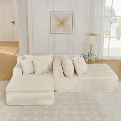 Latitude Run Compressed velvet fabric sofa