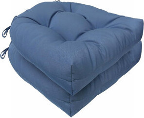 East Urban Home Outdoor Chair Cushions Set Of 2 Waterproof With Ties 19 X 19 + 5”, Blue