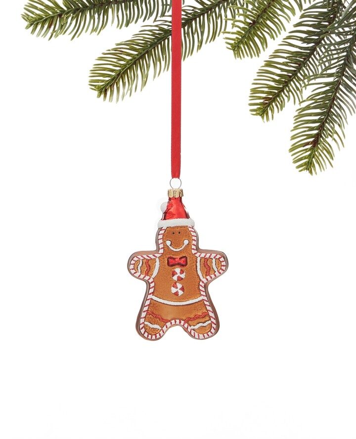 Holiday Lane Christmas Cheer Gingerbread Man with Santa Hat Ornament, Created for Macy's