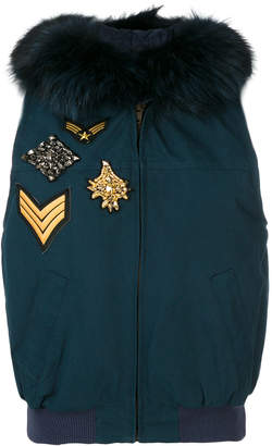 Furs66 jewel patch bomber vest