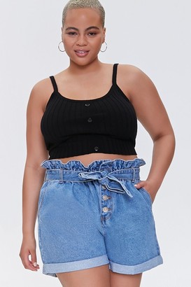 paper bag shorts denim plus size