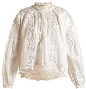 Isabel Marant Maly Embroidered Ramie Top - Womens - White