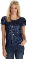 Thumbnail for your product : White House Black Market Short Sleeve Sequin Knit Boxy Top