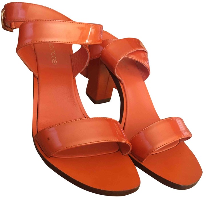orange patent leather sandals