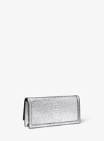Thumbnail for your product : Michael Kors Monogramme Metallic Python-Embossed Leather Clutch