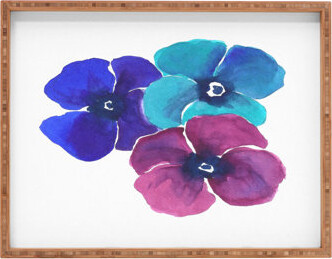 East Urban Home Jewel Tone Pansies by Laura Trevey Rectangle Bamboo Serving Tray