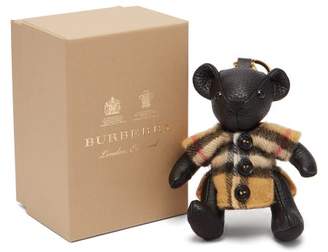 Burberry Thomas Bear Leather And Cashmere Key Ring - Womens - Brown Multi