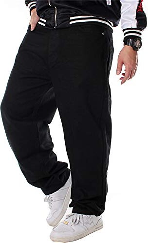LUOBANIU Men's Vintage Hip Hop Style Baggy Jeans Denim Loose Fit Dance  Skateboard Pant 109 Black 44 - ShopStyle