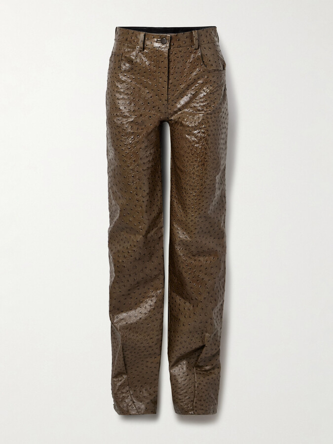 16Arlington Vante Leather Straight-leg Pants - Purple