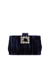 Thumbnail for your product : Roger Vivier Soft Flowers Embellished Velvet Clutch Bag