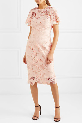 Lela Rose Ruffled Guipure Lace Dress - Blush
