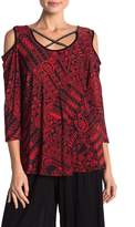 Thumbnail for your product : 24/7 Comfort Crystal Long Sleeve Cold Shoulder Top