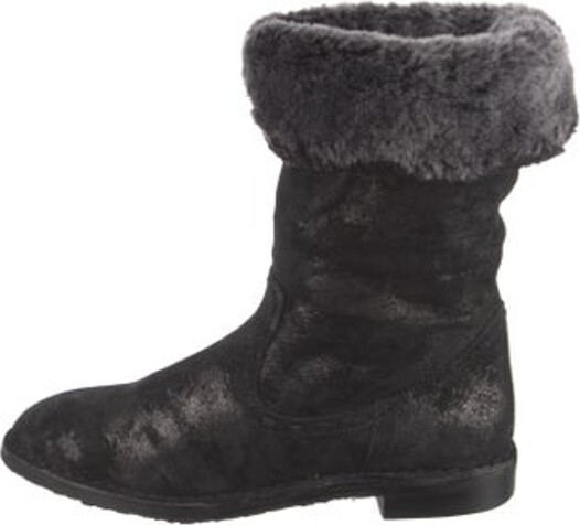 Trask Suede Mid-Calf Combat Boots Black Round-Toes Zip Closures at Shafts Size not listed, estimated from measurements.