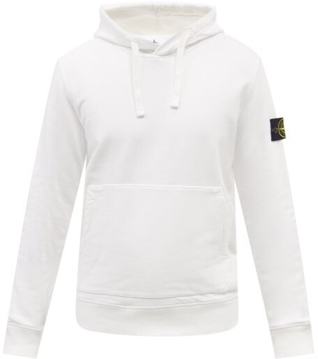 Stone Island Logo-patch Cotton-jersey Hooded Sweatshirt - White - ShopStyle