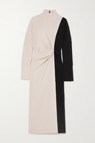 Thumbnail for your product : 16Arlington Morie Two-tone Knotted Crepe Midi Dress - Black