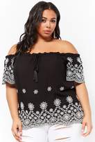 Thumbnail for your product : Forever 21 Plus Size Floral Embroidery Off-the-Shoulder Top