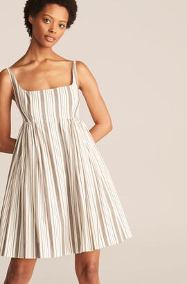 Rebecca Taylor Corded Stripe Sleeveless Empire-Waist Dress