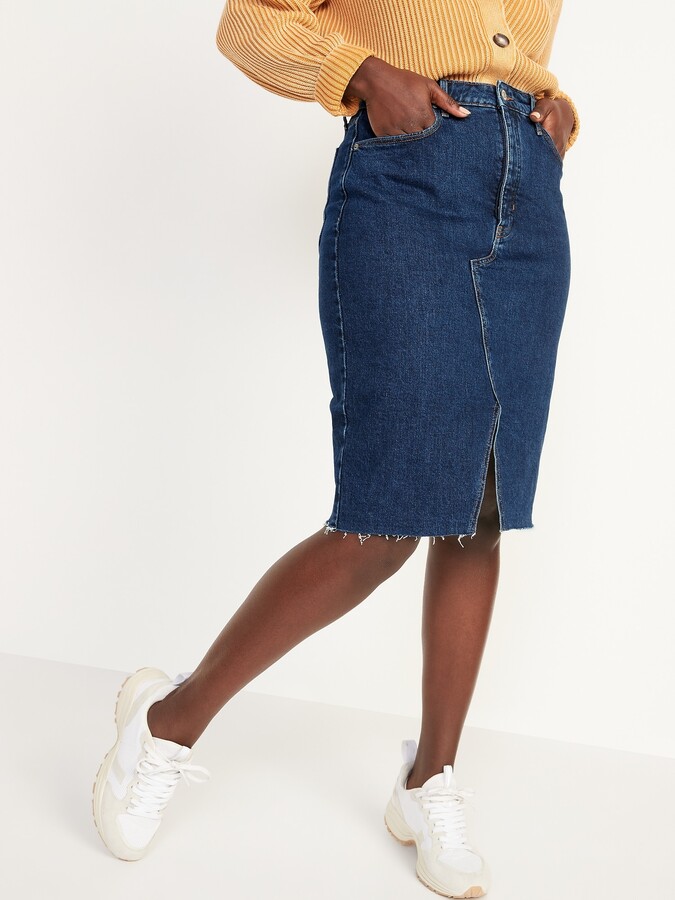 dark denim skirt