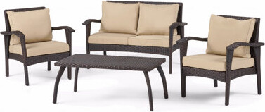 East Urban Home 4-Piece PE Wicker Honolulu Pe Wicker Set (Kd)