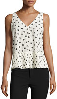 Thumbnail for your product : Rebecca Taylor Dandelion-Print Sleeveless Top, Chalk/Black