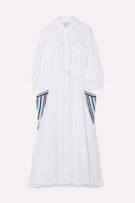 Gabriela Hearst Woodward Belted Crochet-trimmed Linen Midi Dress - White