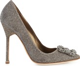 Thumbnail for your product : Manolo Blahnik Hangisi Crystal-Buckle Shimmery 115mm Pumps