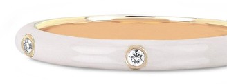 Ef Collection 14kt Yellow Gold White Enamel And 3 Diamond Ring