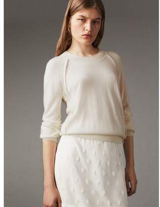 Burberry Open-knit Detail Cashmere Crew Neck Sweater