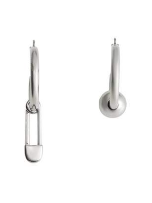 Burberry Kilt Pin and Charm Palladium-plated Hoop Earrings