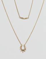 Thumbnail for your product : Pieces Double Chain Spiked Bar Necklace