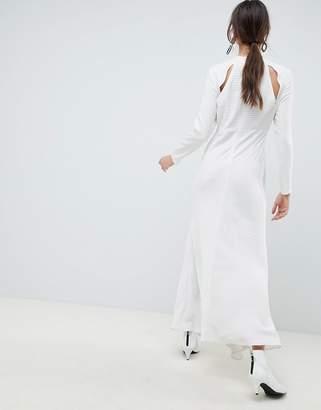 ASOS Ruffle Maxi Dress in Grid Print