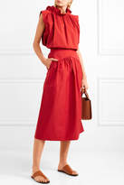 Thumbnail for your product : Atlantique Ascoli Cotton And Linen-blend Midi Skirt - Red