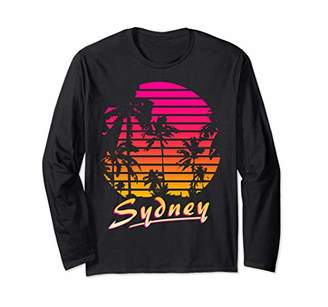 Cool Sydney 80s Palm Trees Summer Sunset Long Sleeve T-Shirt