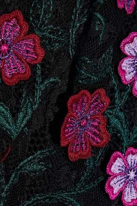 Lela Rose Floral-appliqued Embroidered Lace Midi Dress