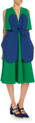 DELPOZO Sleeveless Bicolor Bow Dress, Green/Blue