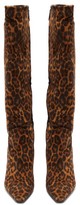 Thumbnail for your product : Saint Laurent Kiki Pointed Suede Knee-high Boots - Womens - Leopard
