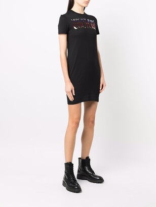 Versace Jeans Couture sequin-embellished logo T-shirt dress