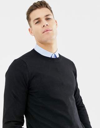 ASOS DESIGN muscle fit sweater in black