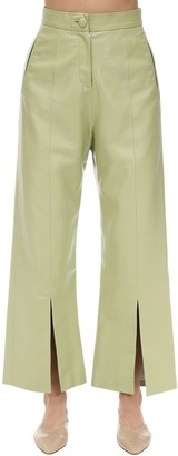 green pleather pants