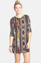 Thumbnail for your product : Everly Geometric Sweater Shift Dress (Juniors)