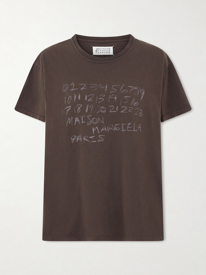 Maison Margiela Numerical Printed Cotton-jersey T-shirt - Brown