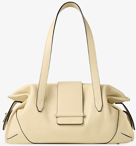 Jimmy Choo Womens Buttermilk/Shiny Gol Bar Holdall Medium Leather Shoulder Bag 1 Size